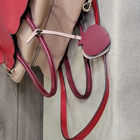 Kate Spade Red and Pink Color-Block Leather Tote  Crossbody Bag - Picture 6 of 16